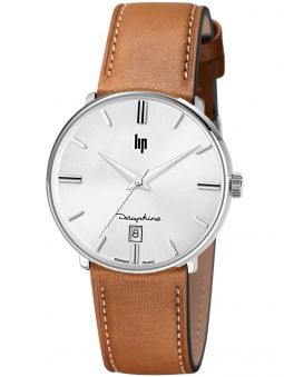 Montre LIP DAUPHINE cuir marron 671422 de face