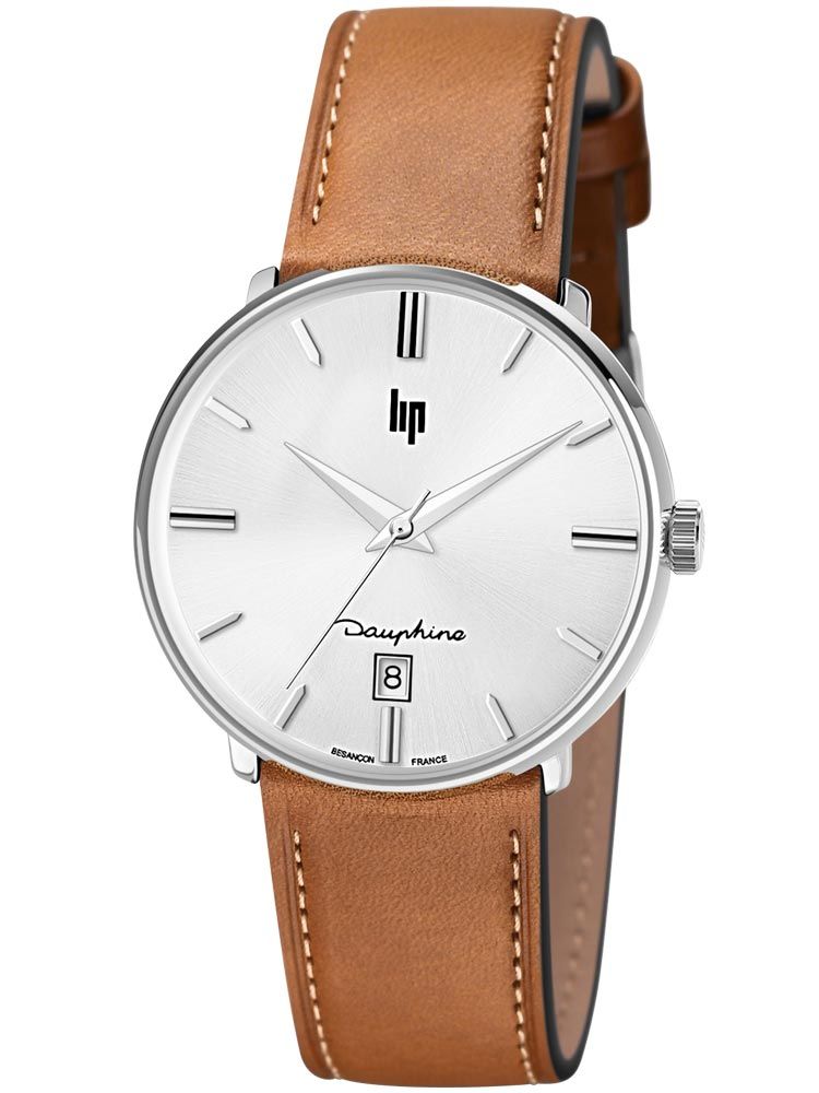 Montre LIP DAUPHINE cuir marron 671422 de face