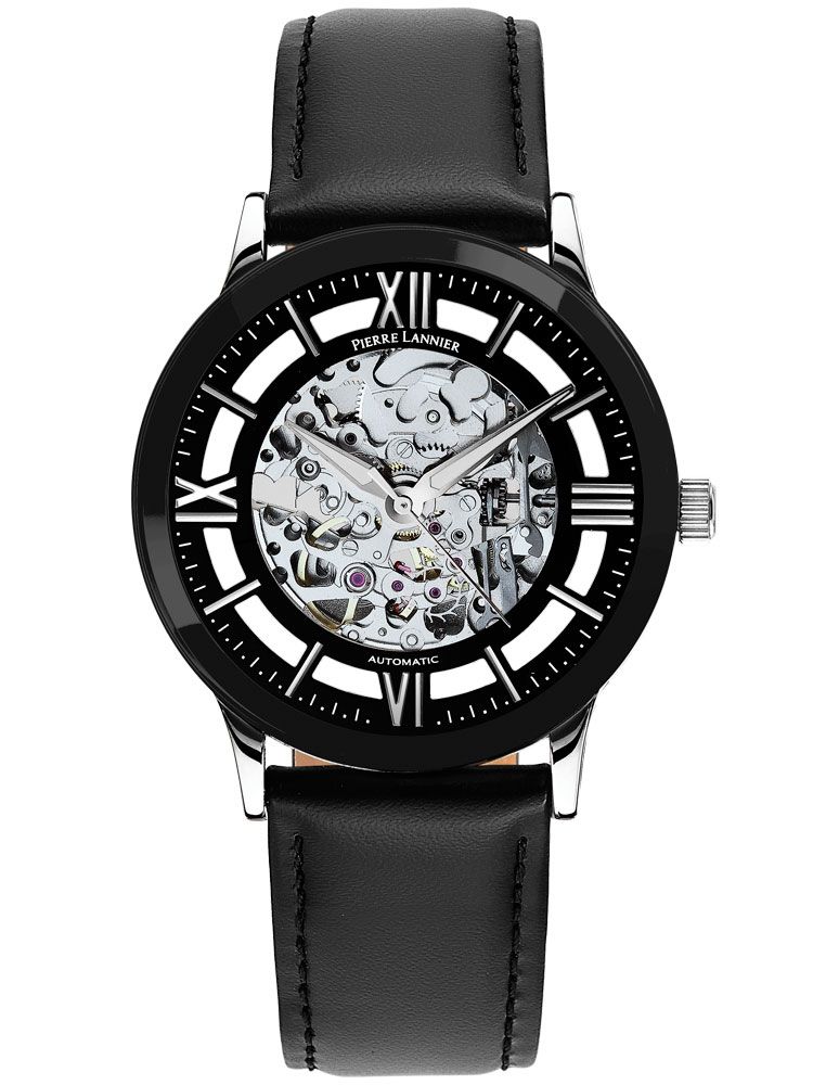 Montre homme Pierre Lannier automatique cuir noir 319A133