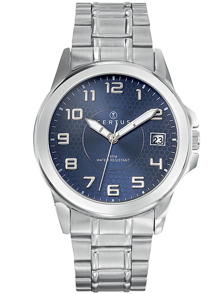 Montre homme Certus acier et fond bleu