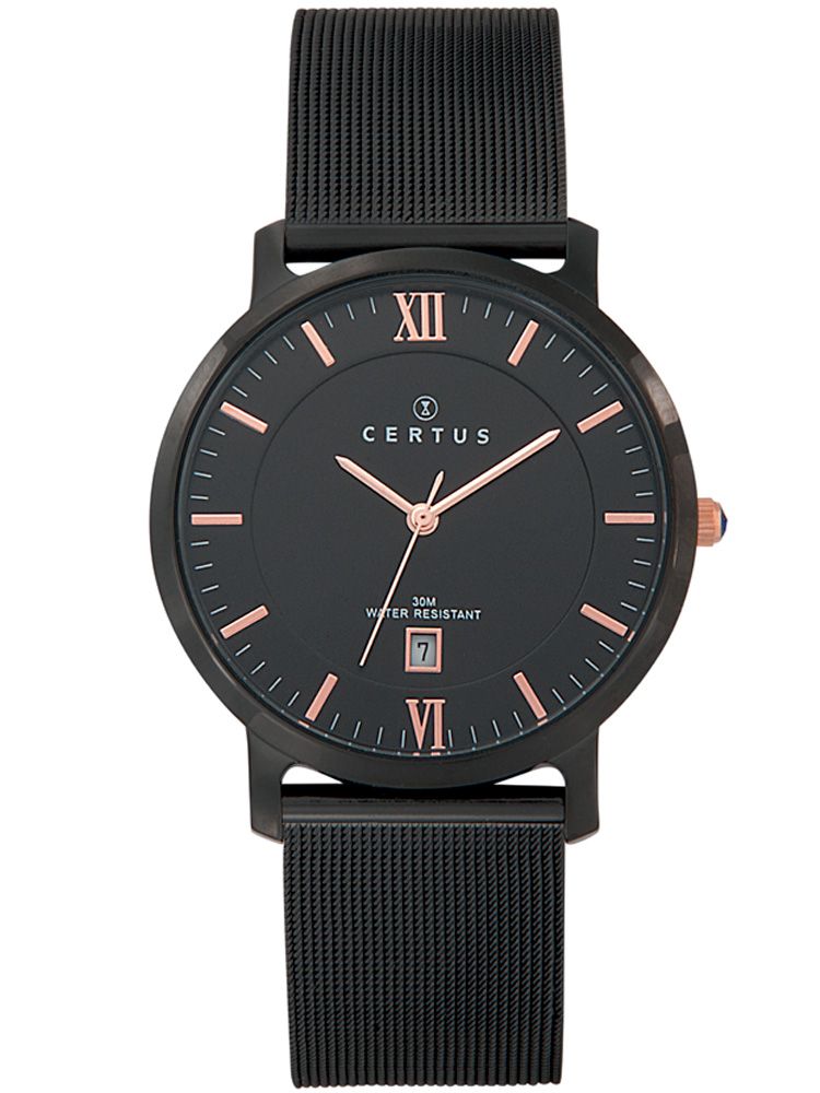 montre homme bracelet metal noir