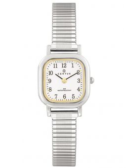 Montre Carree Certus Argente Et Dore Bracelet Extensible Pour Femme
