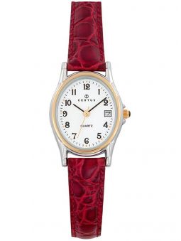 Montre Certus femme bracelet cuir rouge