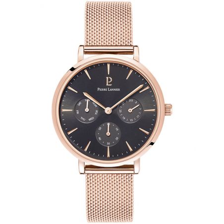 Montre femme Pierre Lannier acier doré rose milanais fond