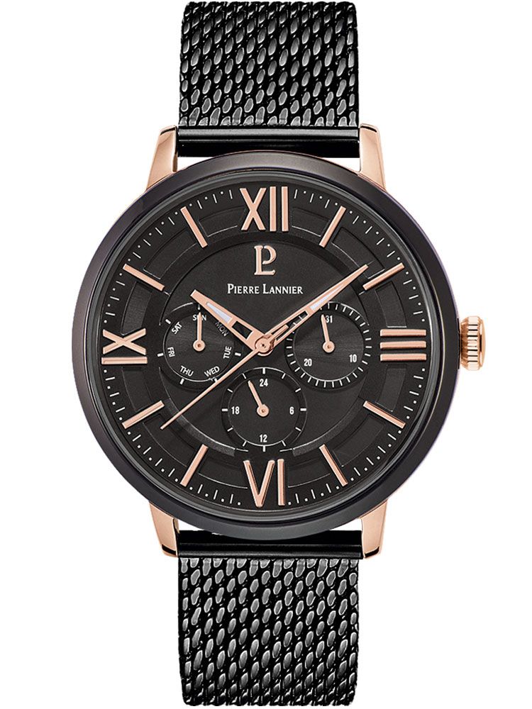 Montre homme Pierre Lannier maille milanaise noire