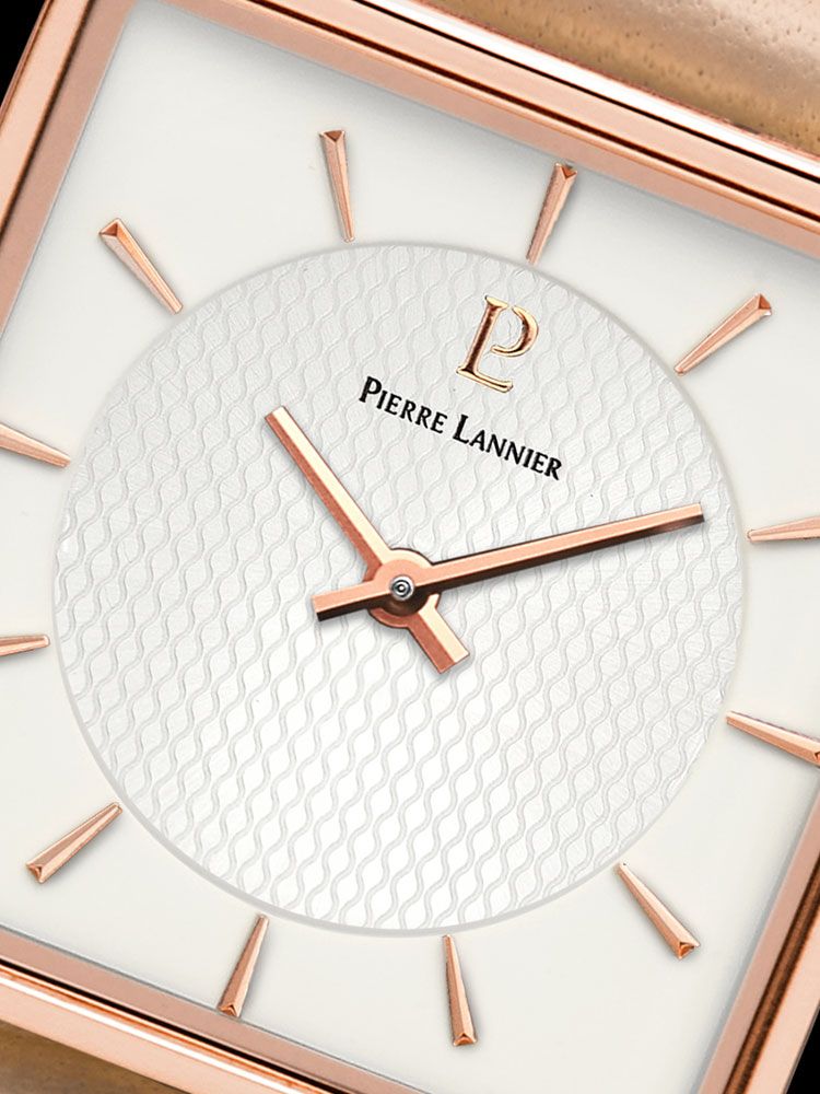 Montre femme Pierre Lannier acier boitier carré et cuir rose
