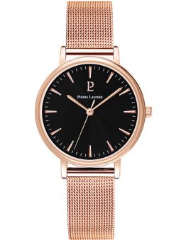 Montre femme Pierre Lannier acier dorée rose fond noir