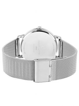 Montre homme Pierre Lannier acier bracelet maille milanaise fond bleu