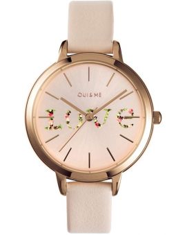 Montre femme Oui & Me fleurette Love cuir beige