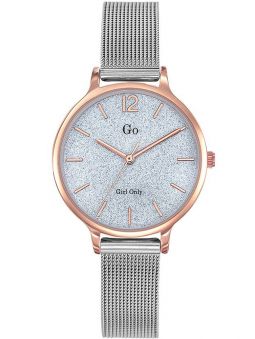 Montre femme Go bracelet milanais boite dorée fond pailleté
