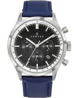 Montre homme Certus cuir bleu chrono et tachymètre