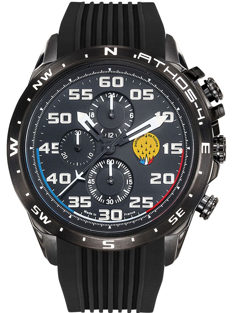 Montre homme Patrouille de France Athos 4 Charognard Chronographe bracelet silicone noir