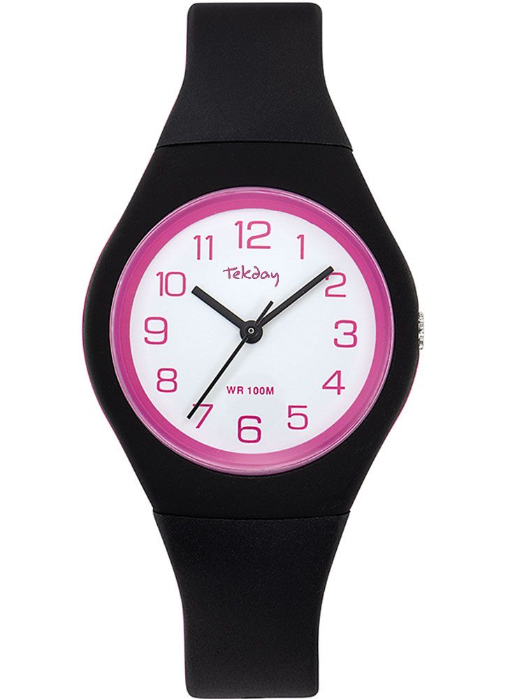 Montre femme Tekday noire et rose