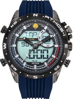 Montre homme Patrouille de France Athos 1 Leader double affichage silicone bleu