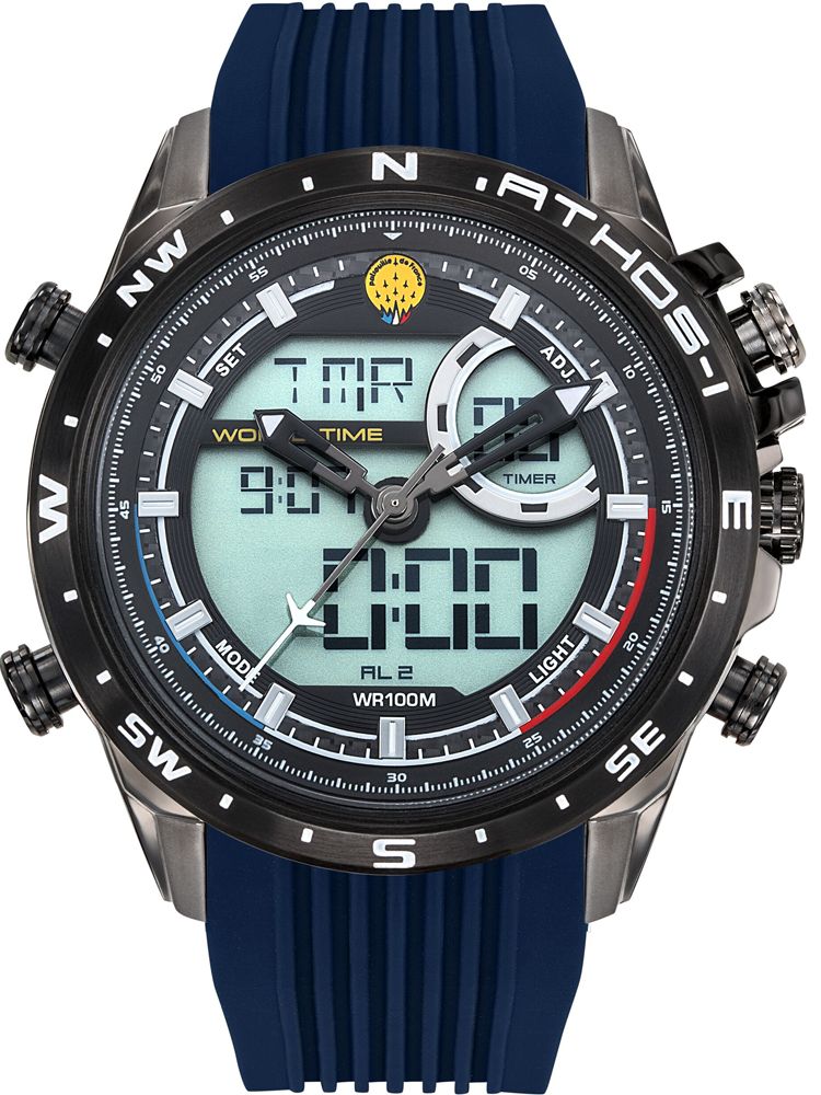 Montre homme Patrouille de France Athos 1 Leader double affichage silicone bleu