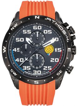 Montre homme Patrouille de France Athos 4 Charognard Chronographe bracelet silicone orange