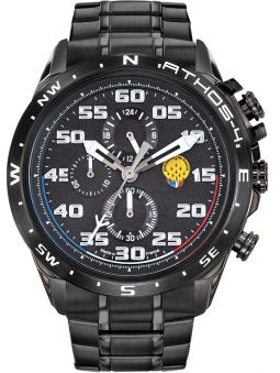 Montre homme Patrouille de France Athos 4 Charognard Chronographe bracelet acier Pvd noir