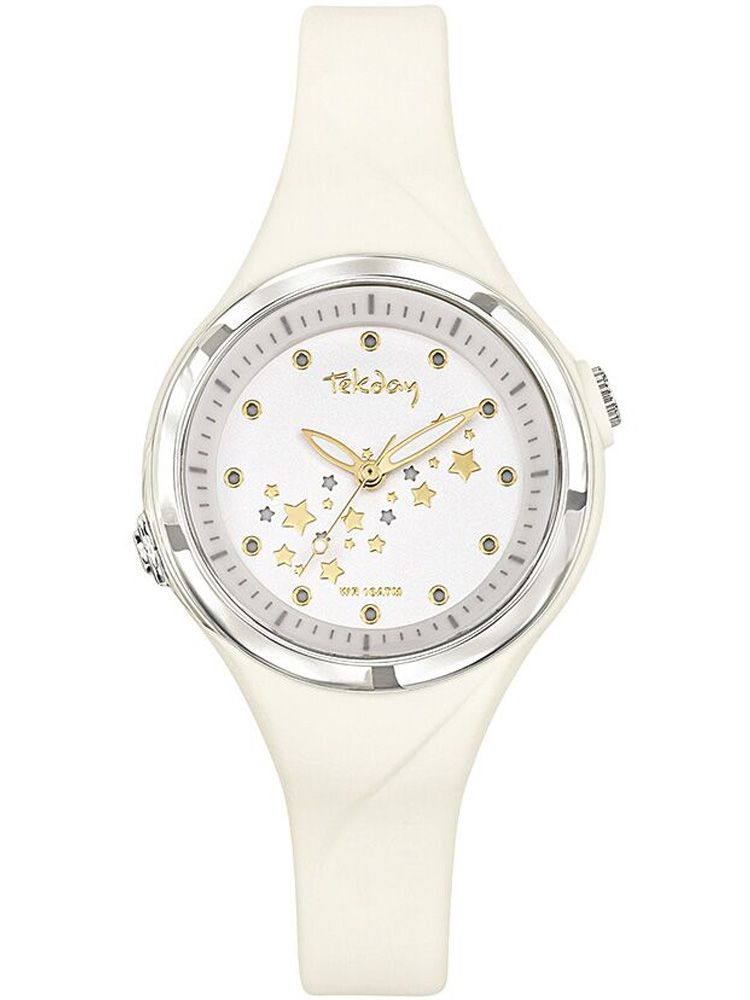 Montre enfant Tekday blanche avec étoiles lumineuses 654677