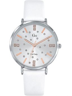 Montre femme Go cuir blanc pierres blanches