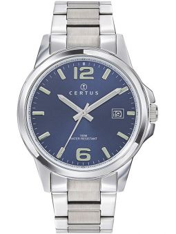 Montre homme Certus acier et fond bleu