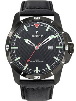 Montre homme Ruckfield acier cuir marron et fond noir