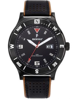 Montre homme Ruckfield acier cuir noir et fond noir