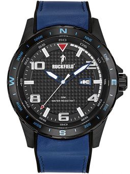 Montre homme Ruckfield acier cuir bleu