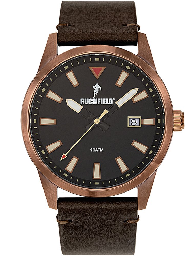 Montre homme Ruckfield acier cuir marron