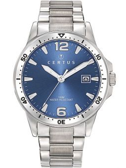 Montre homme Certus acier et fond bleu 616457_1