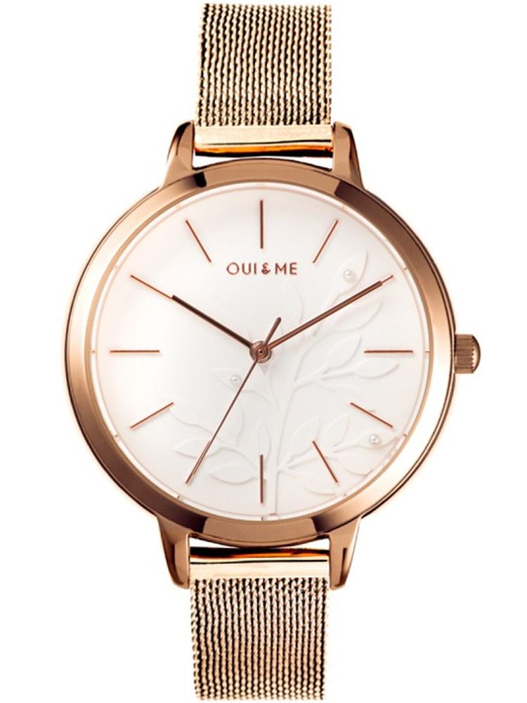 Montre femme Oui \u0026 Me petite fleurette bracelet milanais doré rose ME010134