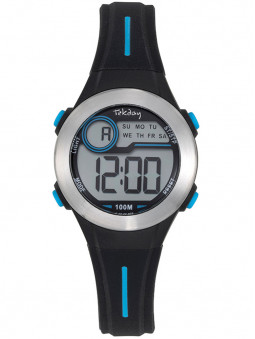 Montre digitale sport Tekday noire bleue avec chronomètre 654693