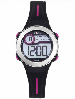 Montre digitale sport Tekday noire rose avec chronomètre 654694