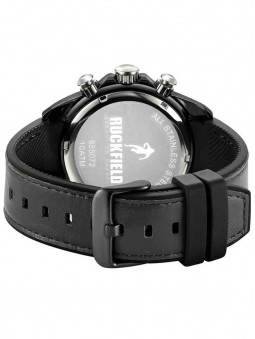 Montre Ruckfield acier bracelet cuir silicone 685072, vue arrière, boucle ardillon