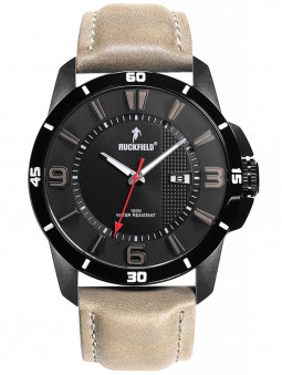 Montre Ruckfield cadran noir sport étanche bracelet marron 685082