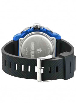 Arrière de la montre, fermoir boucle ardillon, bracelet silicone noir, 685089