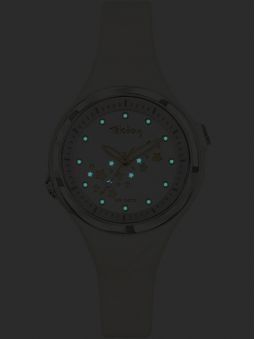 Montre enfant Tekday blanche avec étoiles lumineuses 654677 de nuit