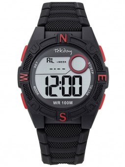 Montre digitale sport Tekday rouge noir avec chrono 654703