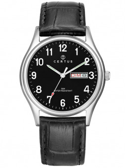 Montre Certus cuir noir facon croco 610656