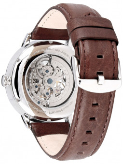 Montre automatique homme Pierre Lannier cuir brun 322B164 de dos