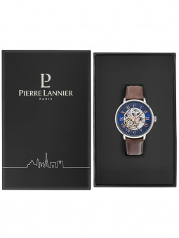 Packaging noir Pierre Lannier, boite ouverte pour placer et proteger la montre automatique homme 322B164