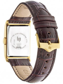 bracelet en cuir brun imitation crocodile et fermoir boucle ardillon de la montre Lip T18 671006