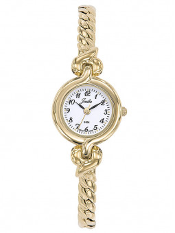 Montre fine Joalia, pour femme, dorée jaune, avec un bracelet bijou style gourmette, référence : 630502