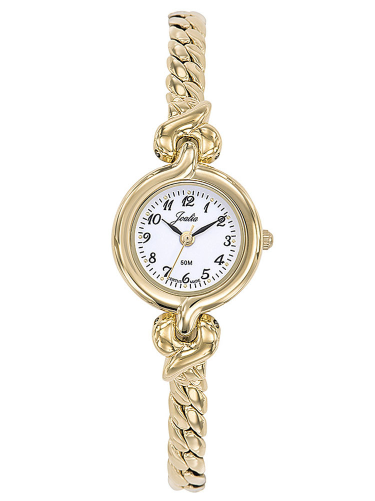 Montre fine Joalia, pour femme, dorée jaune, avec un bracelet bijou style gourmette, référence : 630502