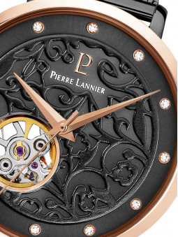 Cadran dentelé noir, montre automatique pour femme Pierre Lannier, 301F988