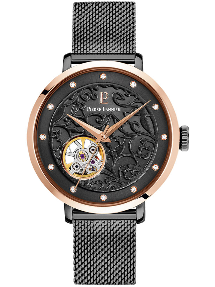 Montre automatique Pierre Lannier acier milanais noir 310F988