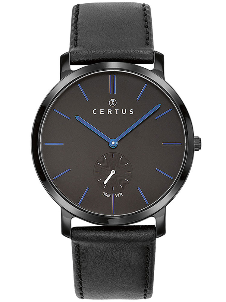 Montre Certus homme bracelet cuir noir 611062