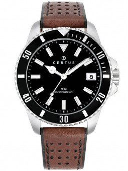 Montre sport Certus homme bracelet cuir marron 611111