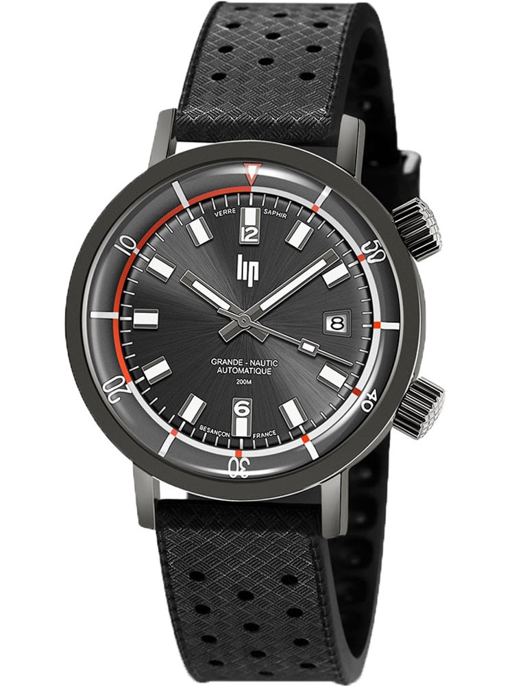 Coffret montre Lip Nautic Ski plongee automatique noir 671522 a offrir ou a s offrir
