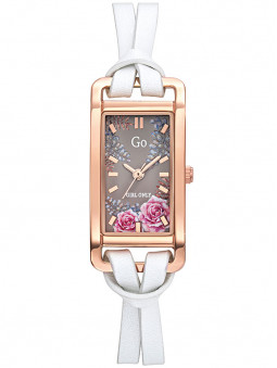 Montre fleur Go Girl cuir blanc 699352, bracelet double lanières