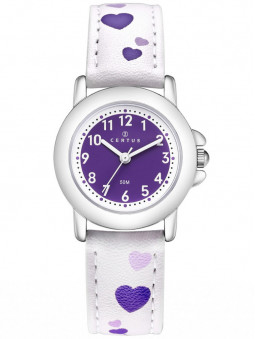 Montre Certus Fille Bracelet Blanc illustration Coeurs violets 647643